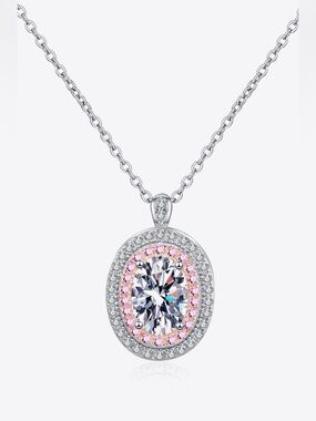 Adored 925 Sterling Silver Rhodium-Plated 1 Carat Moissanite Pendant Necklace